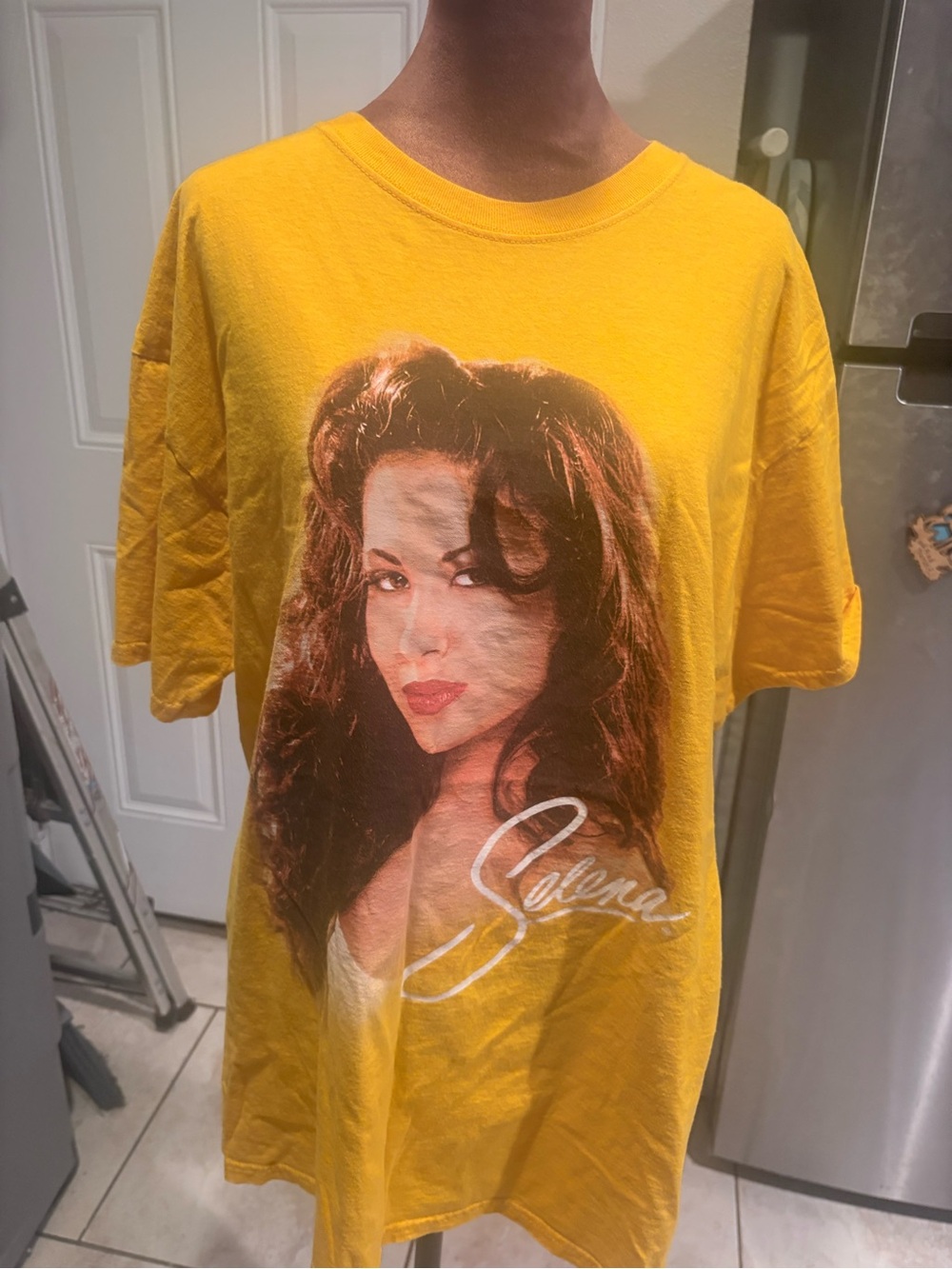 Yellow Graphic Crewneck Tee with Front Portrait Print